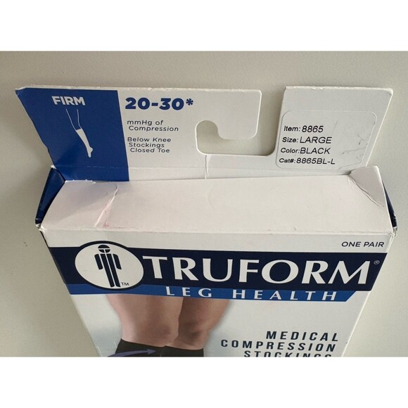 Truform Leg Health Medical Compression Stockings 20-30 mmHg Closed Toe Lg Black - Picture 4 of 10